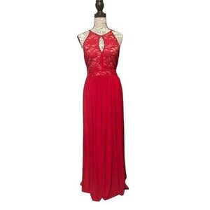 Morgan & Co Dress Size 9/10 Red Lace Evening‎ Gown Maxi HOCO fairy whimsical